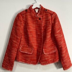 Chico's Tweed Textured Fringe Jacket Business Casual S/4